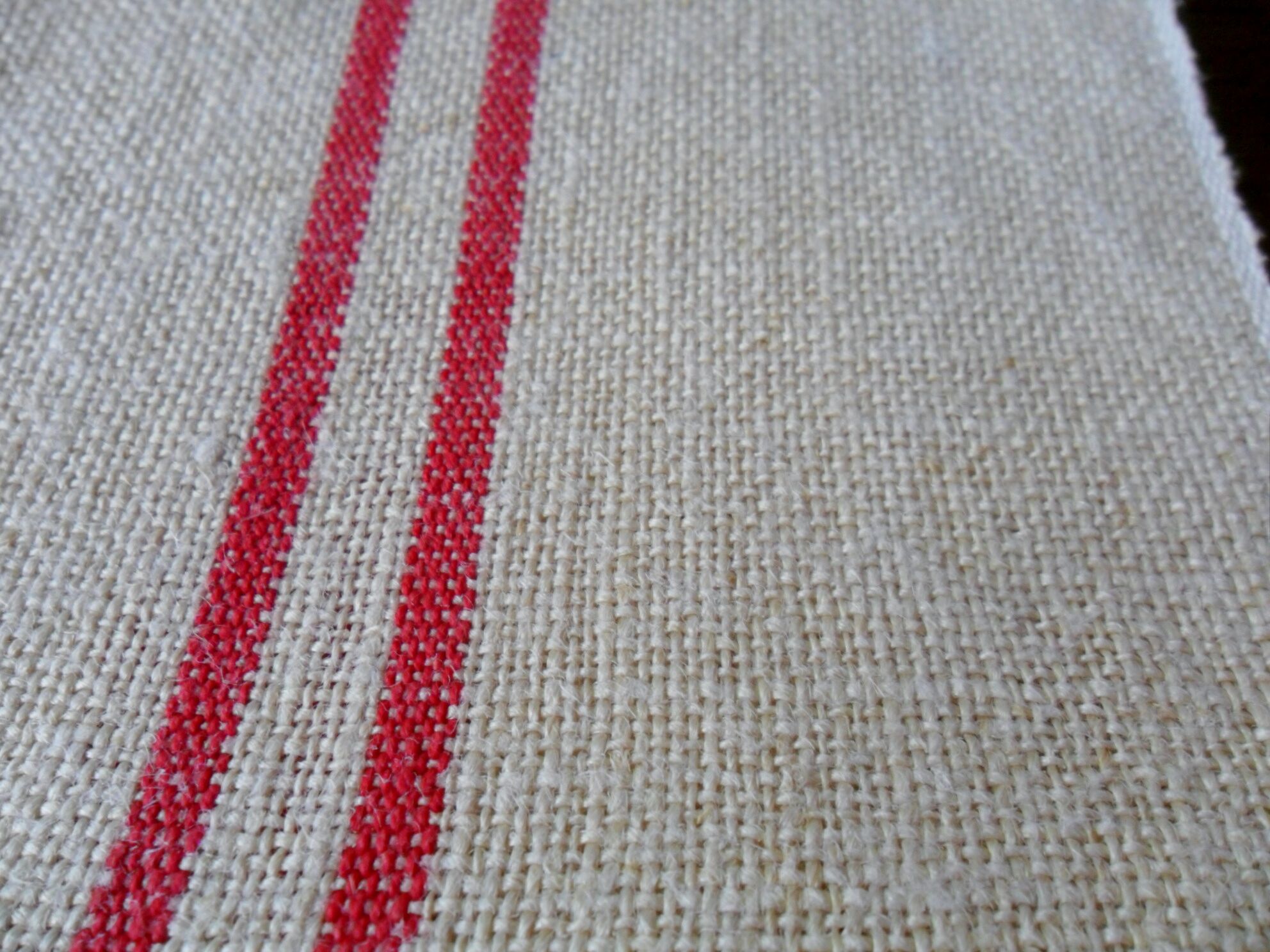 Set of 3 old hemp tea towels