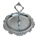 Small vintage round display stand in chrome metal – rococo style