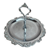 Petit présentoir rond vintage en métal chromé – style rocaille