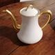 Old white and gold Limoges porcelain coffee maker