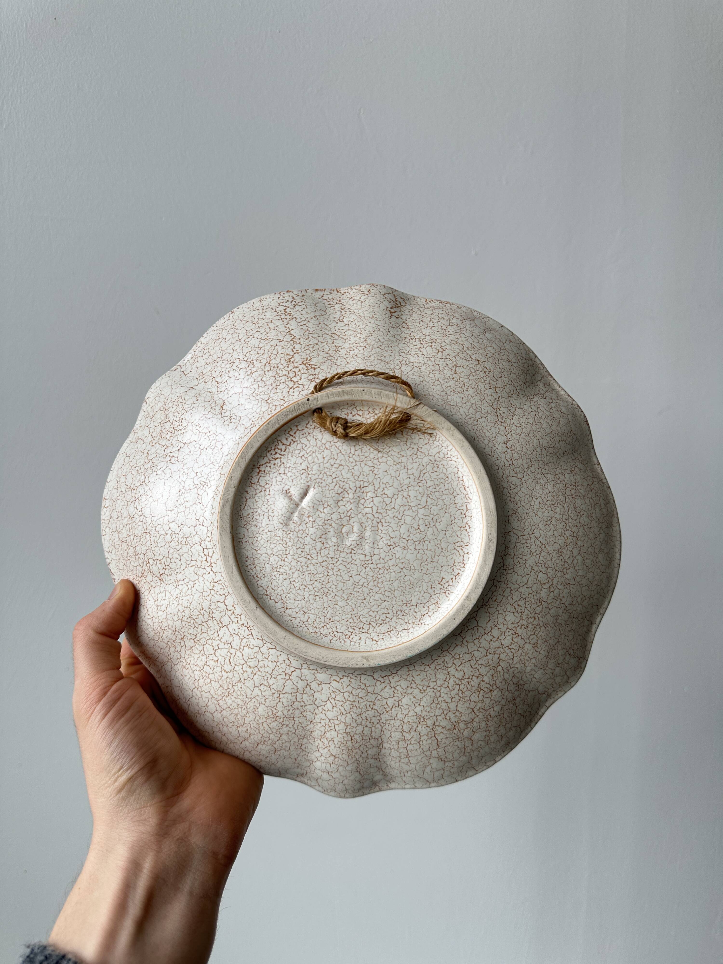 Fluted cracked terracotta dishes - fluted wall plates