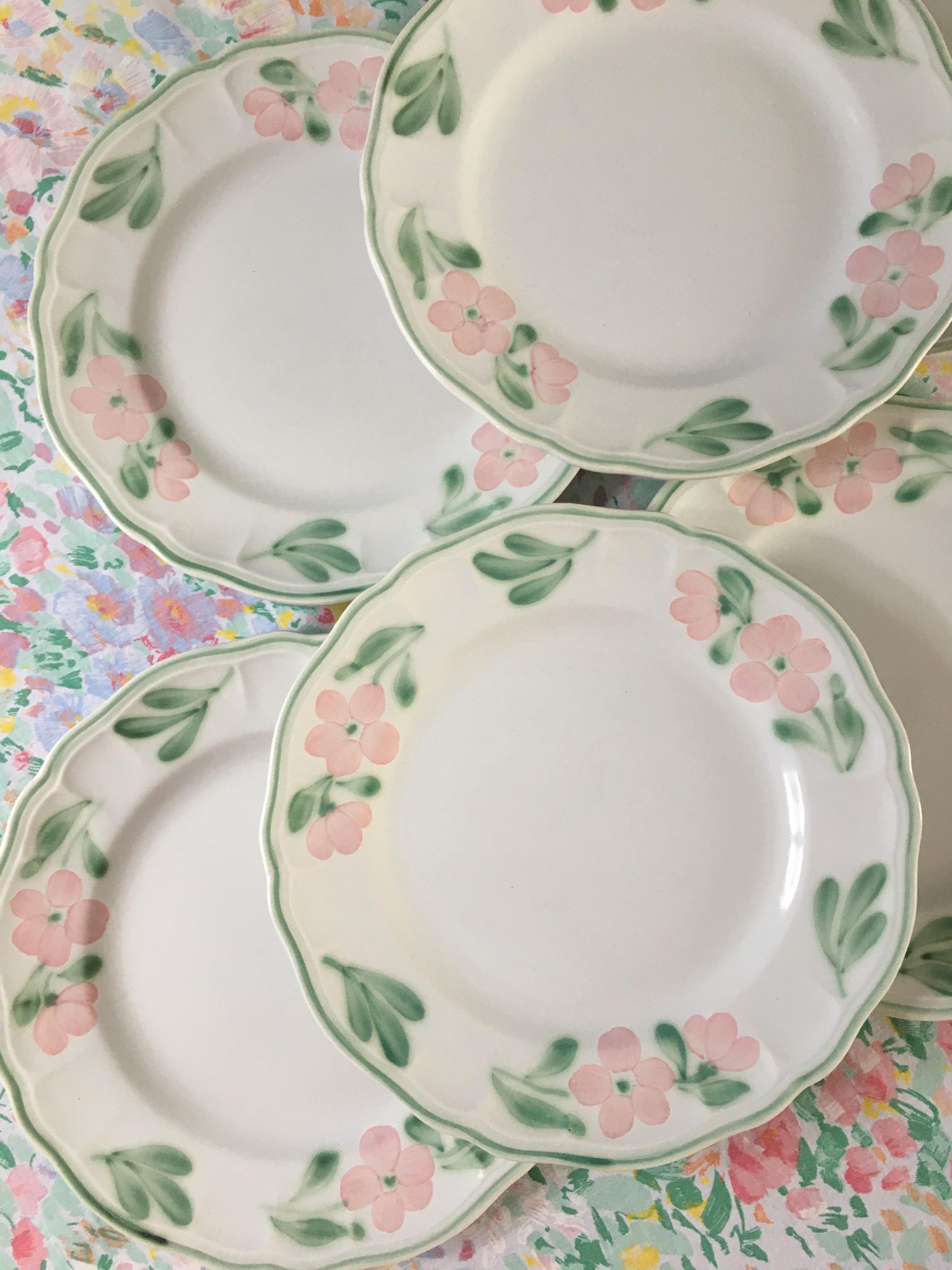 6 vintage dessert plates, Salins France