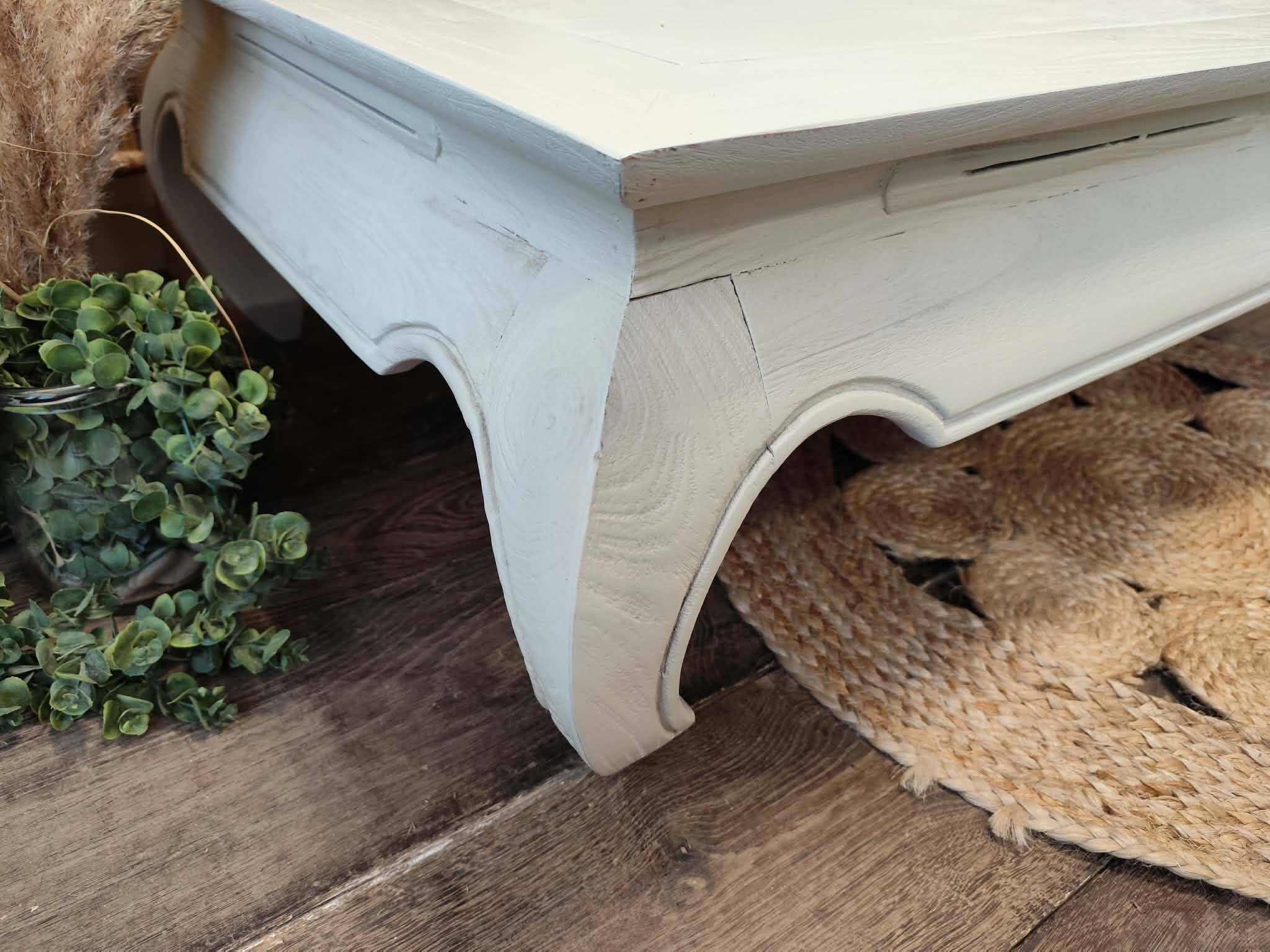 Low table in exotic wood with its safety glass