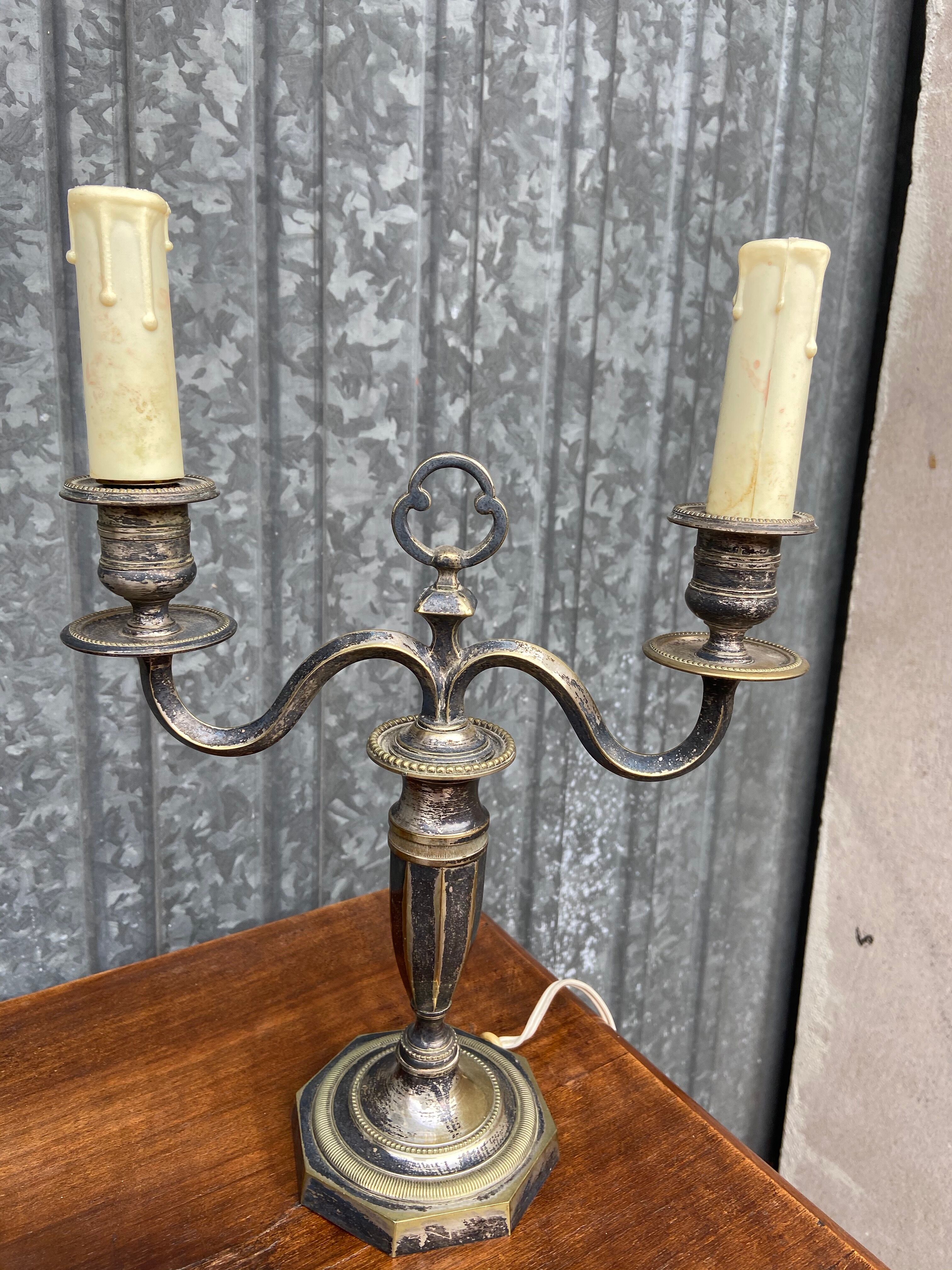 Pair of candlesticks girandoles Louis XVI silver empire