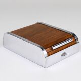 Carl Aubock rolling shutter storage box from the 1930s, cigarette dispenser, walnut, Vienna
