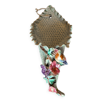 Vase cornet barbotine Art déco H28cm