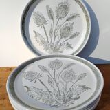 6 assiettes plates vintage, Chardons