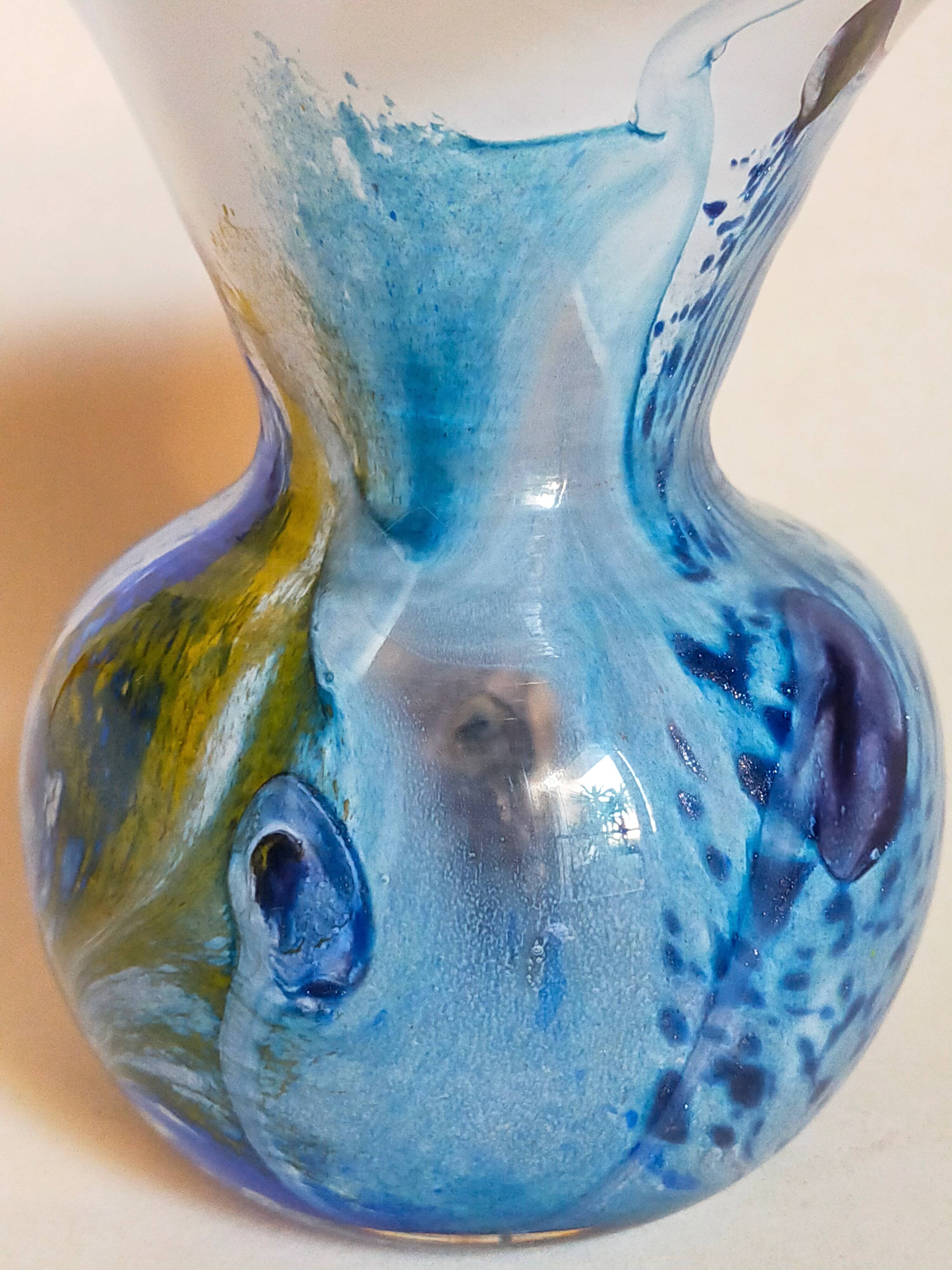 Vase glass paste of the glassmakers of Maure Vieil Mick and Bob Le Bleïs 80s