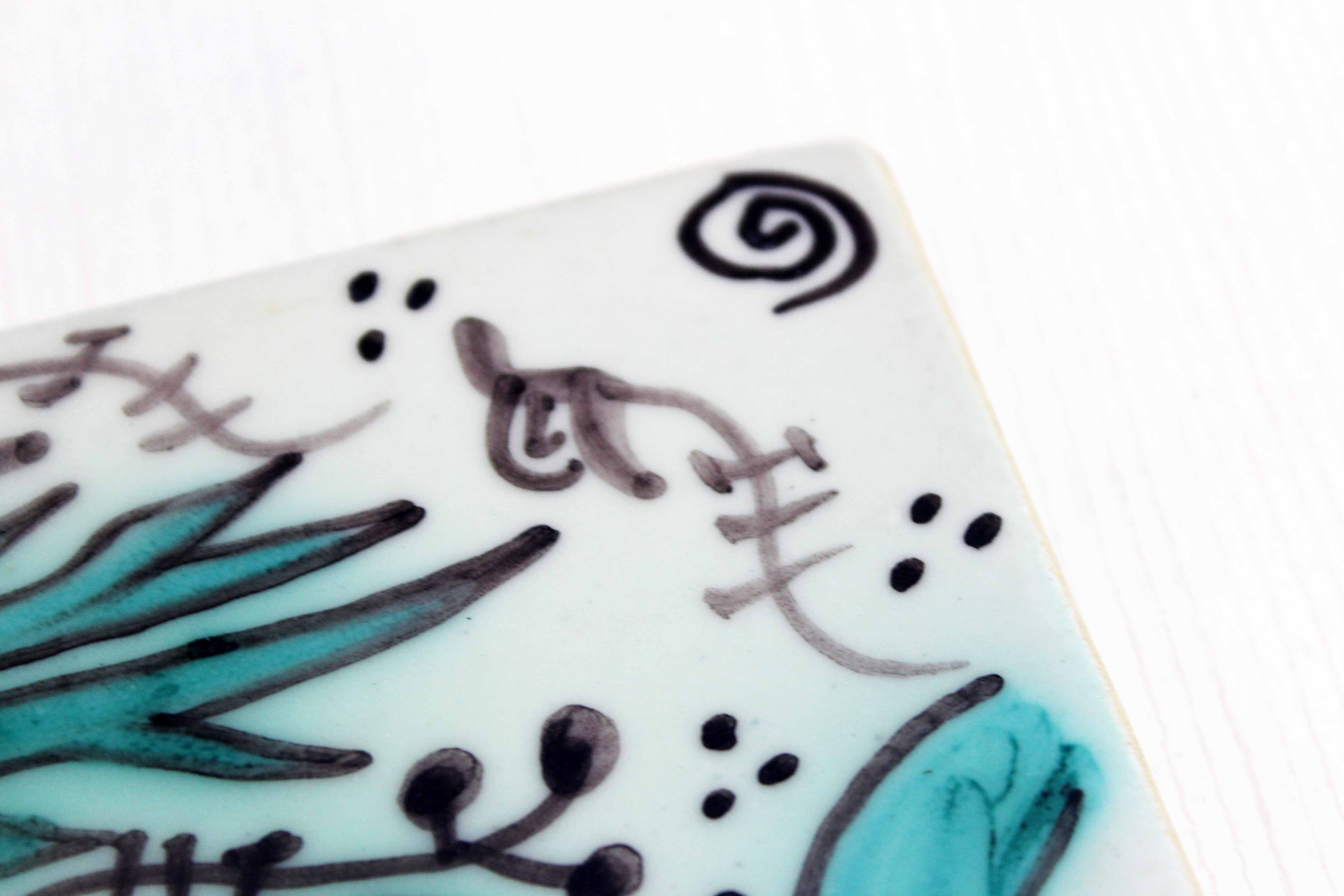 Hand-painted ceramic tile