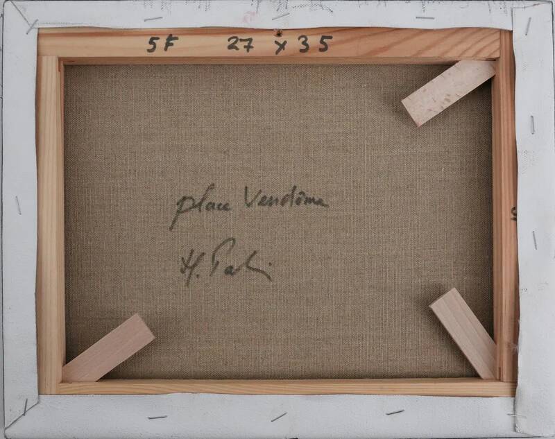 Michel Pabois : Paris, la place Vendôme, huile sur toile originale signée