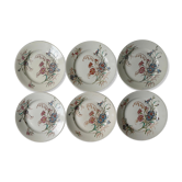 Set de 6 assiettes plates Luneville, décor bleuet, 1900