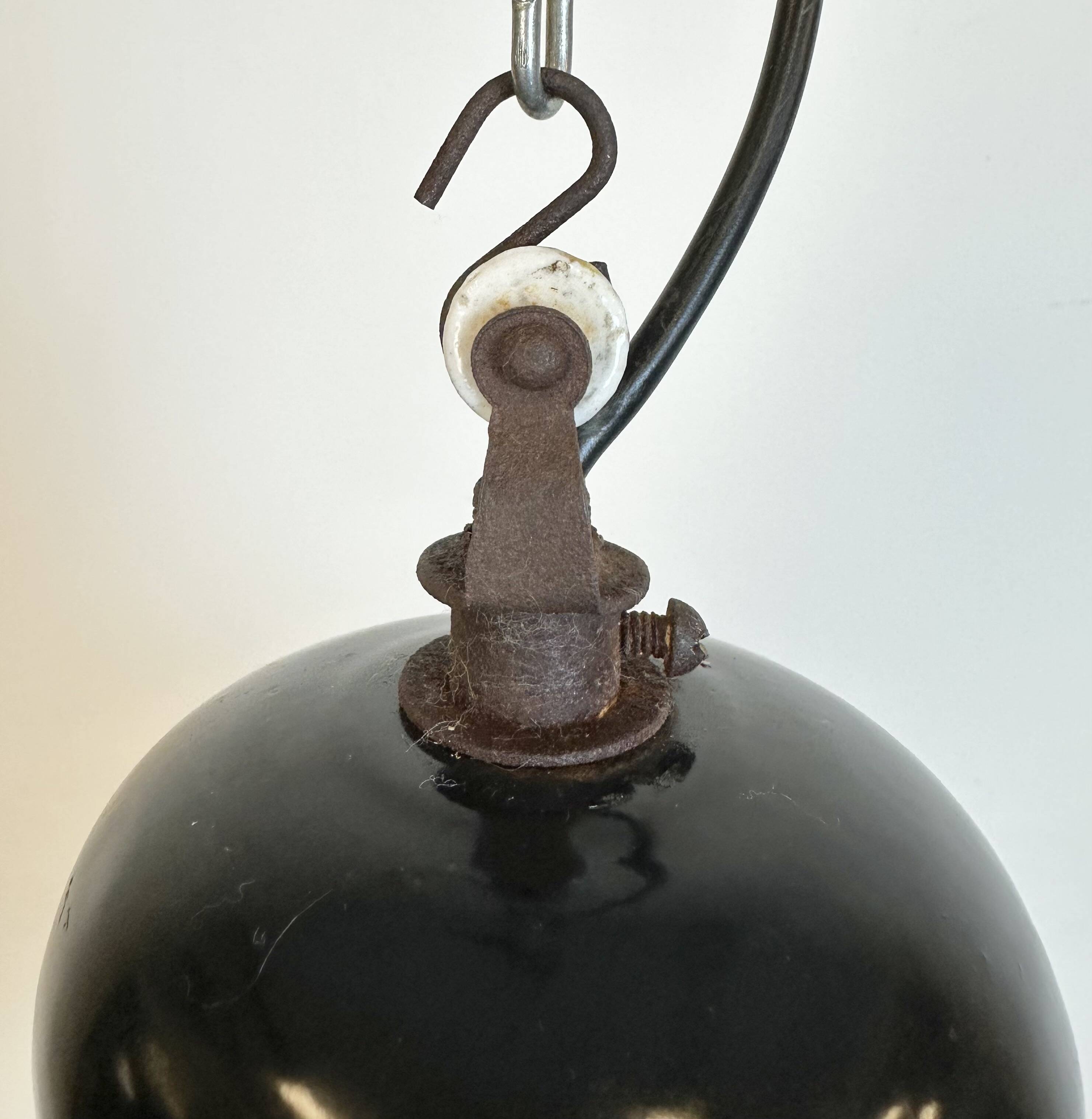 Industrial black enamel factory pendant lamp, 1950s