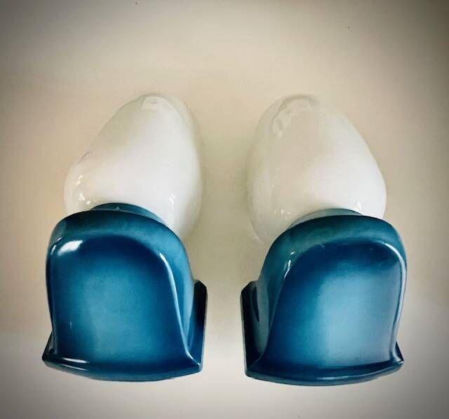 Pair of blue vintage Tovi wall lights Mid Century Modern/Space Age opal
