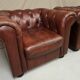 Brown brown leather chesterfield armchairs