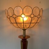 ▪️Vintage Lamp Le Dauphin Ceramic Bordeaux and Gold and Mother-of-pearl Lampshade Art Deco