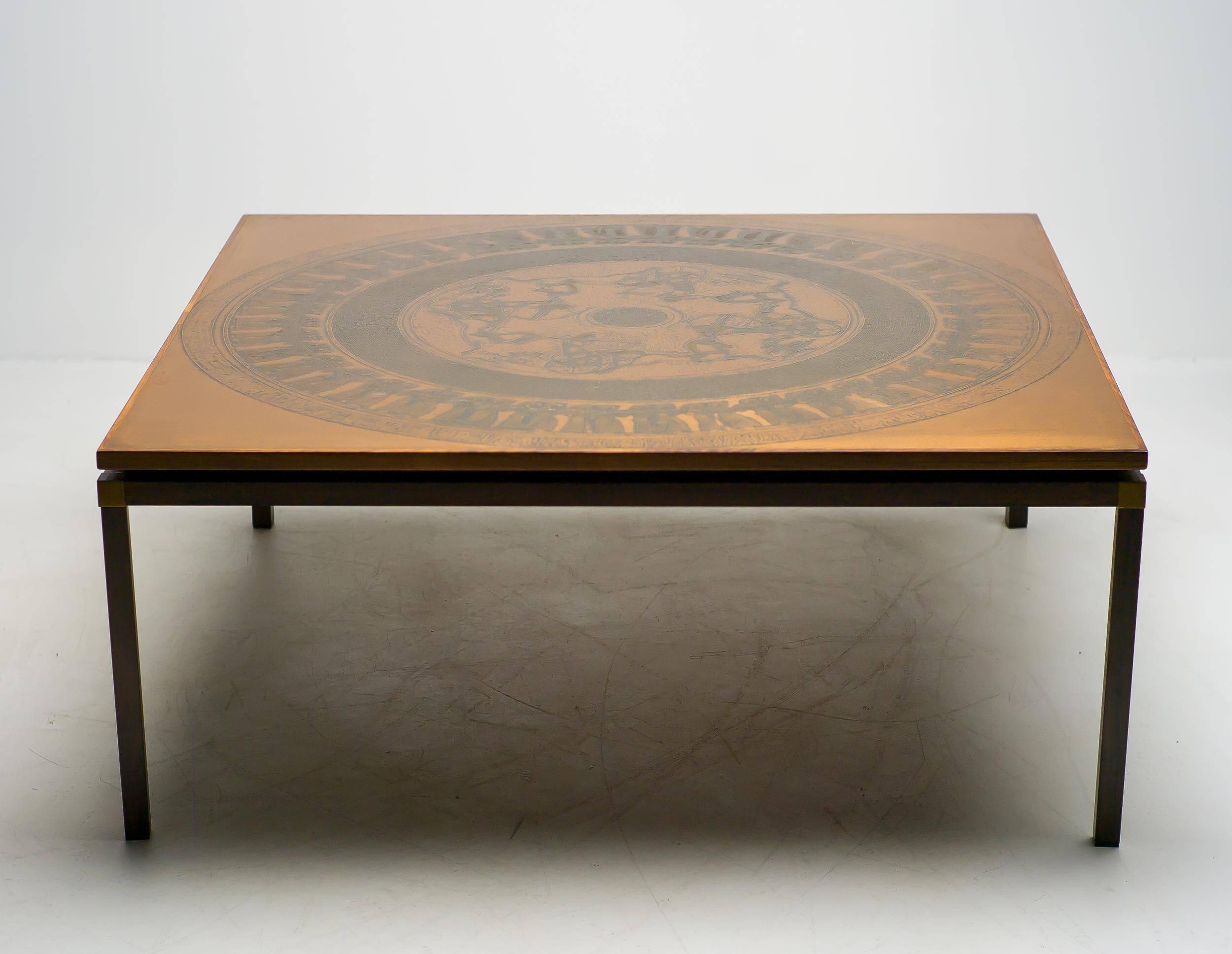 Table basse en cuivre néo-égyptien par VAD Trevarefabrikk, Norvège, 1970