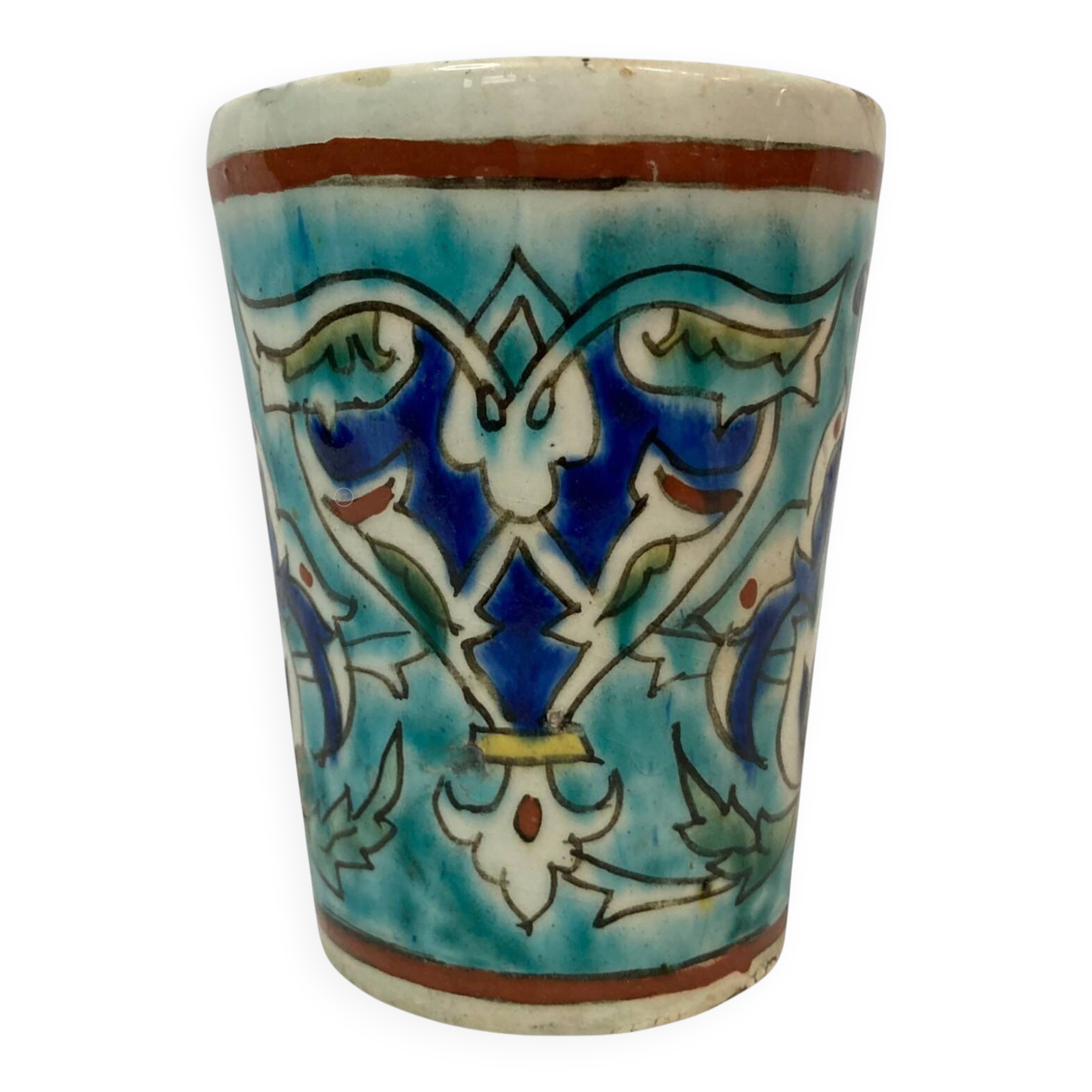 Iznik, glass goblet in polychrome faience Turkey 19th century
