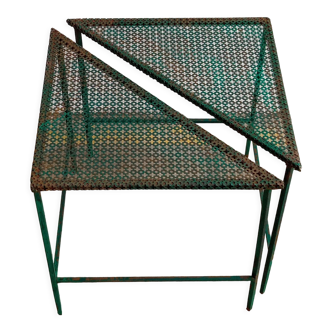 Triangular coffee table in perforated metal Mathieu Mategot