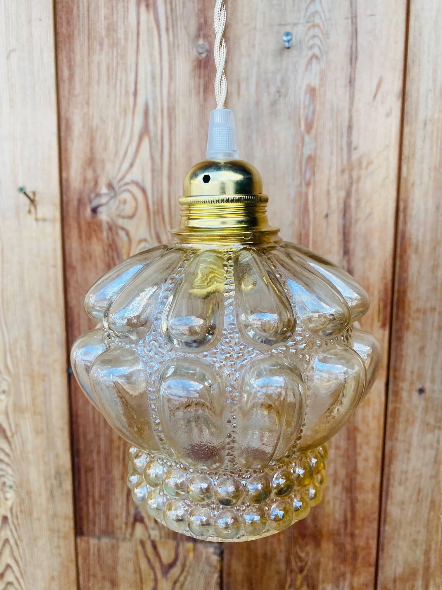 Vintage moulded glass pendant light