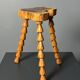 Midcentury brutalist artisanal wood turned handmade tripod stool, ca 1960s