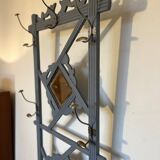 Porte manteau vestiaire art déco en bois patiné gris