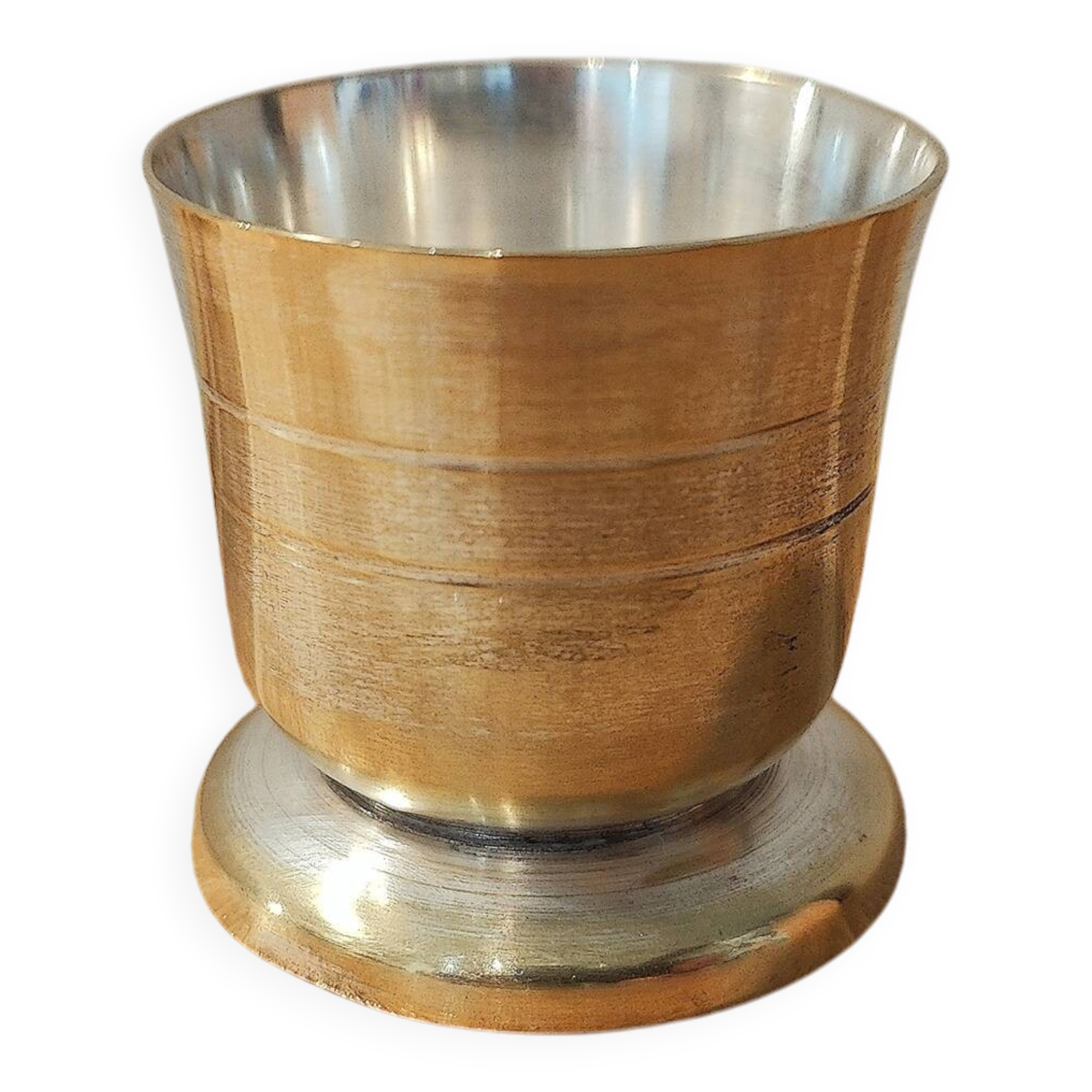 Antique egg cup in silver-plated metal