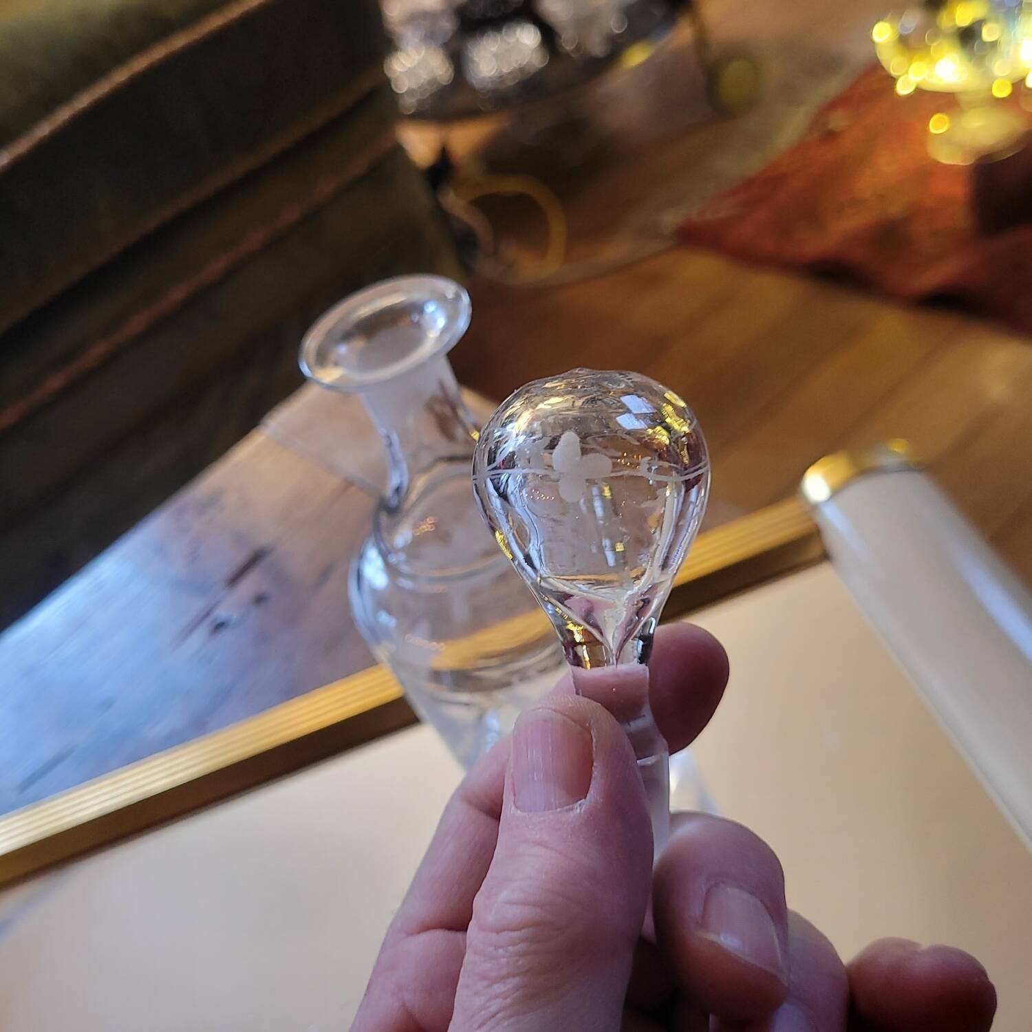 Engraved glass carafe – 1950s-60s