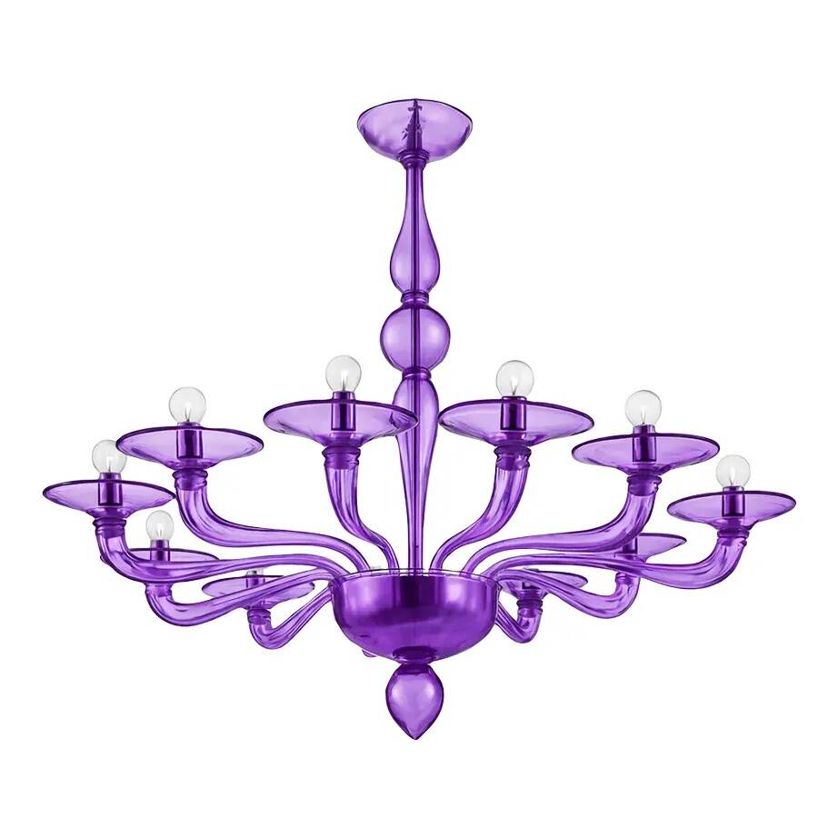 Italian Contemporary Violet Murano Style Glass Chandelier