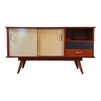 Sideboard with compass feet in wood and formica