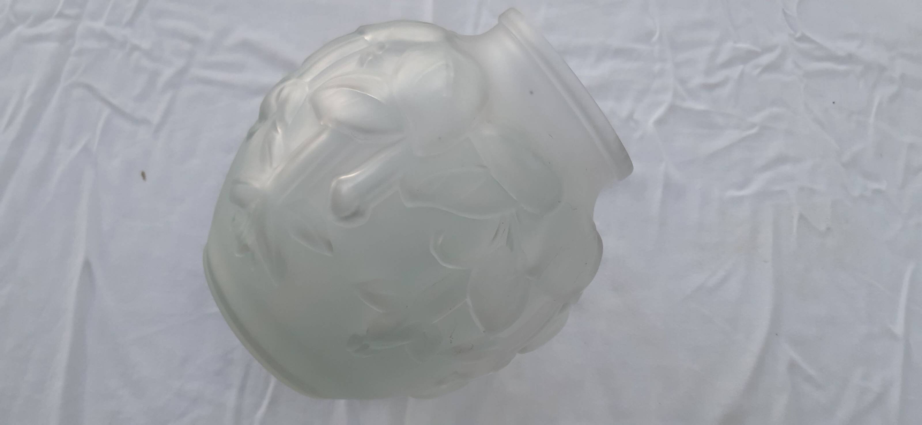 Ball vase with relief flower decoration, frosted glass