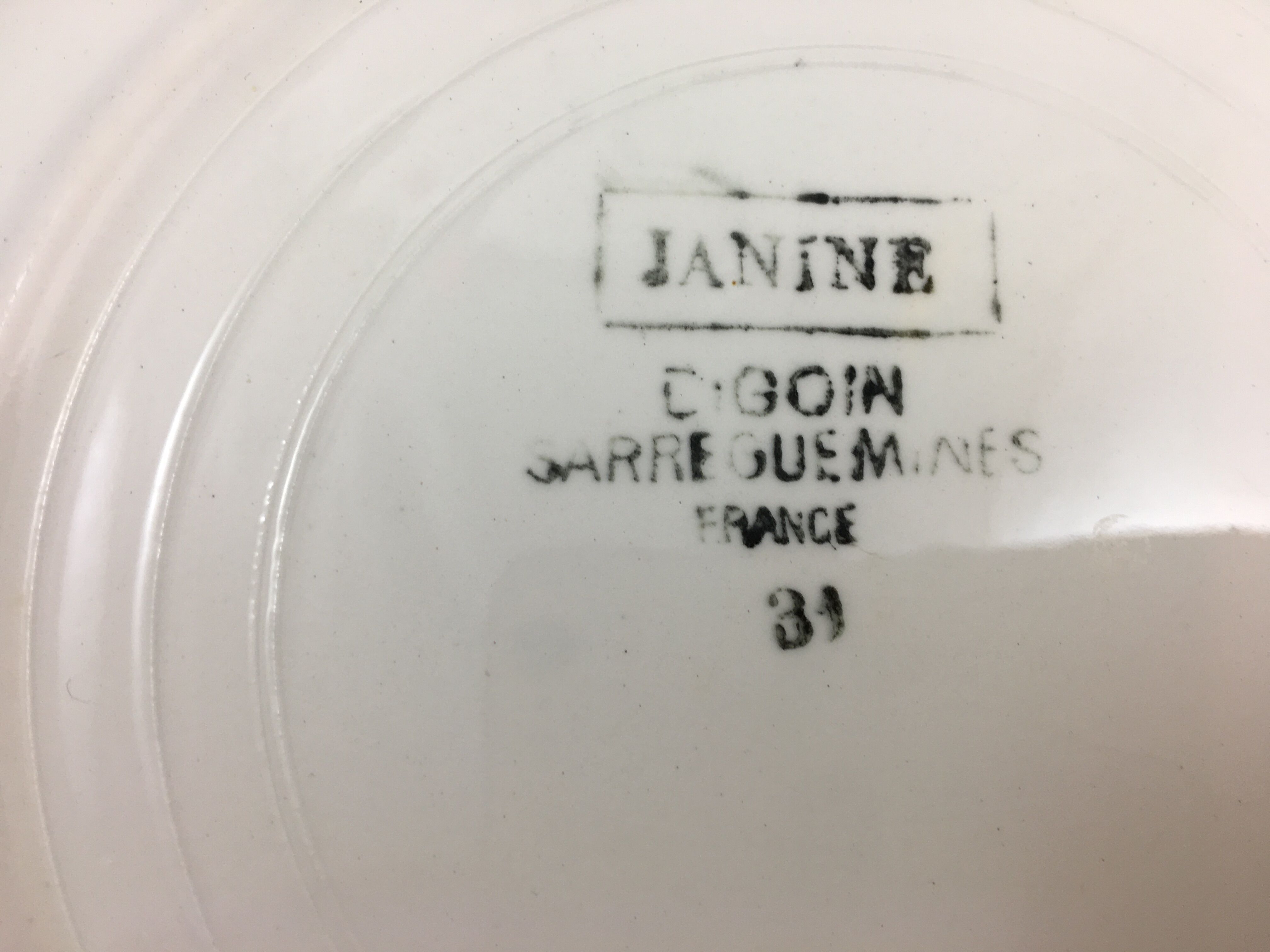 4 plates vintage dessert Sarreguemines model Janine rose
