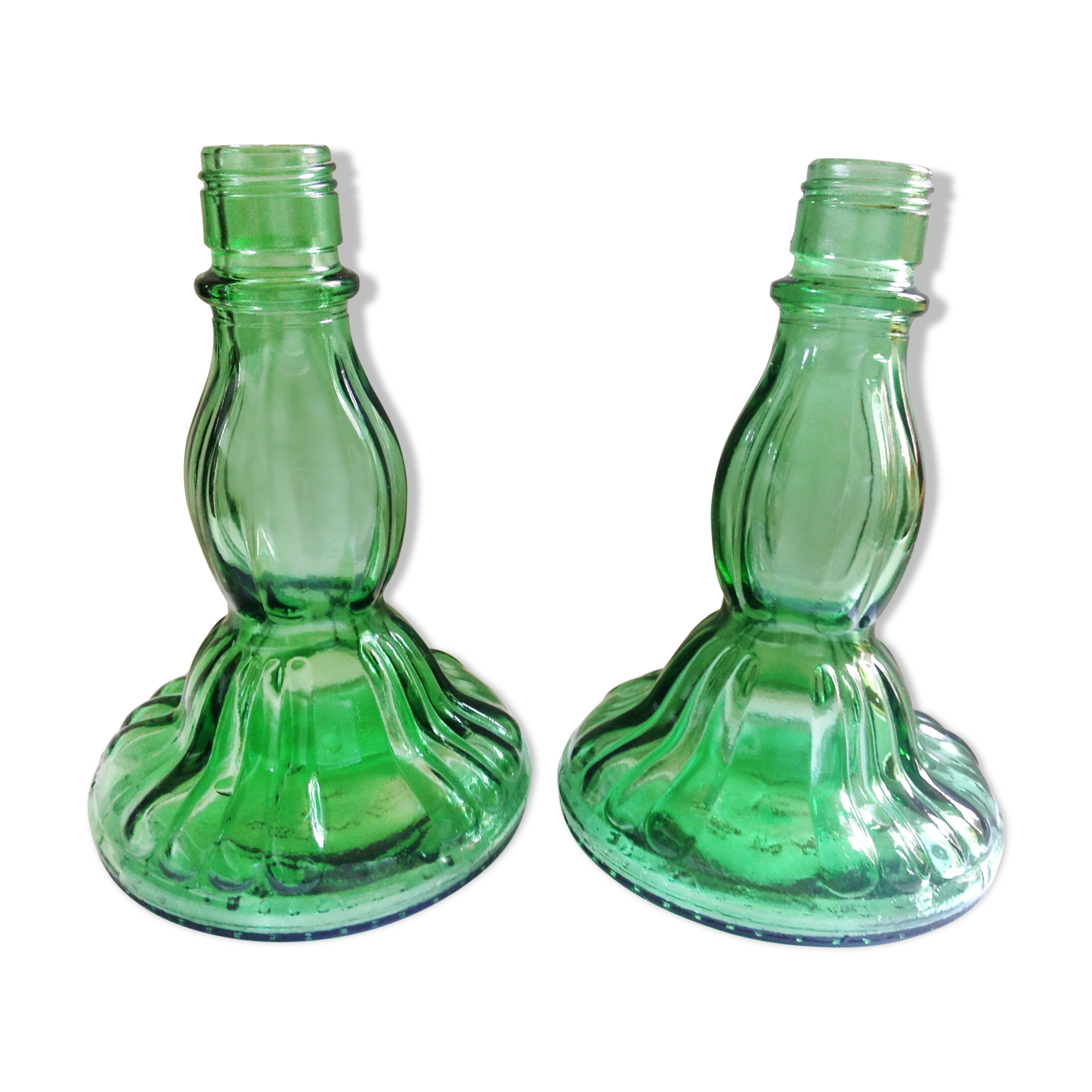 Pair of candlesticks in glass