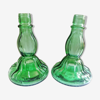 Pair of candlesticks in glass