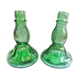 Pair of candlesticks in glass