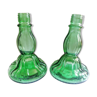 Pair of candlesticks in glass