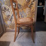 Chaise de style bistrot en bois blond 1940