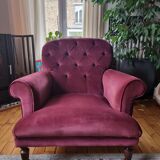 Upholstered velvet armchair