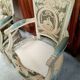 Pair of large Louis XVI armchairs in water green and cream wood.