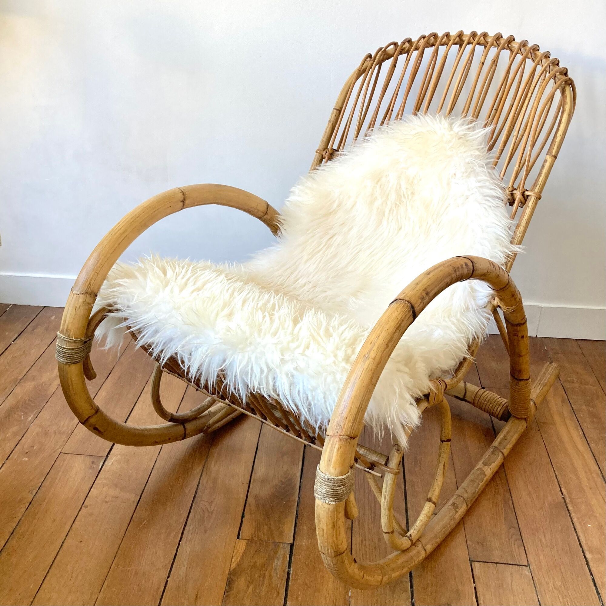 Rocking chair rattan Rohe Noordwolde 60s or rocking chair