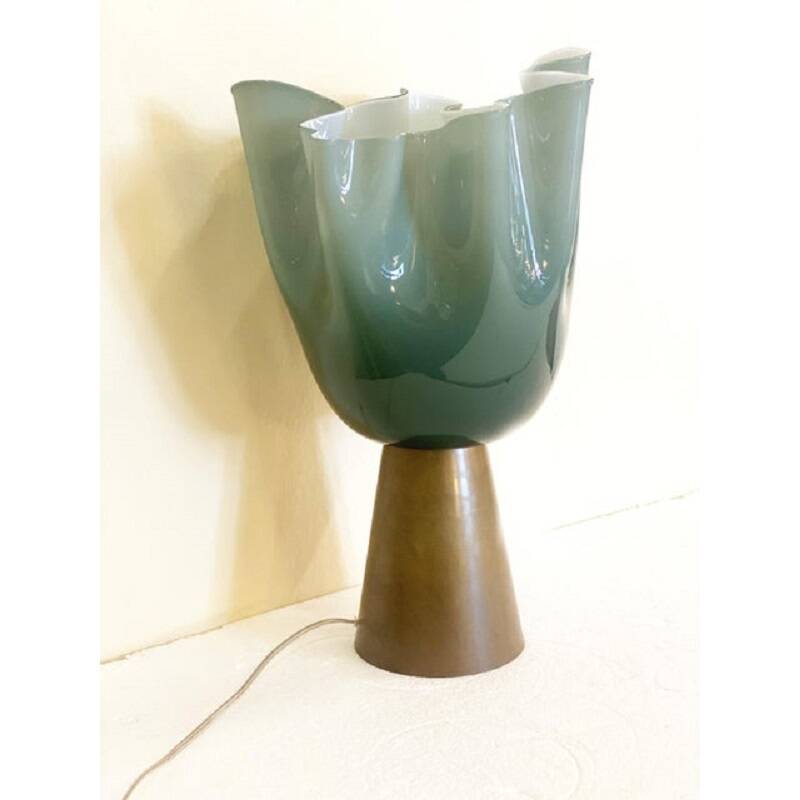 Contemporary Milky-Green Murano Style Glass Table Lamp