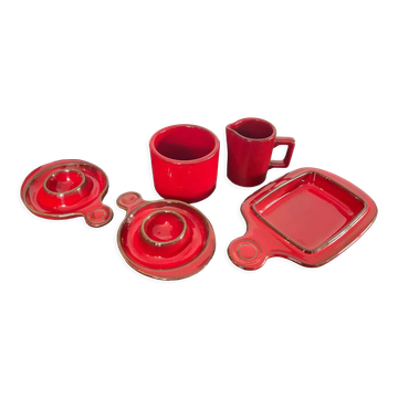 Ensemble vintage 5 pièces en céramique pour le petit déjeuner