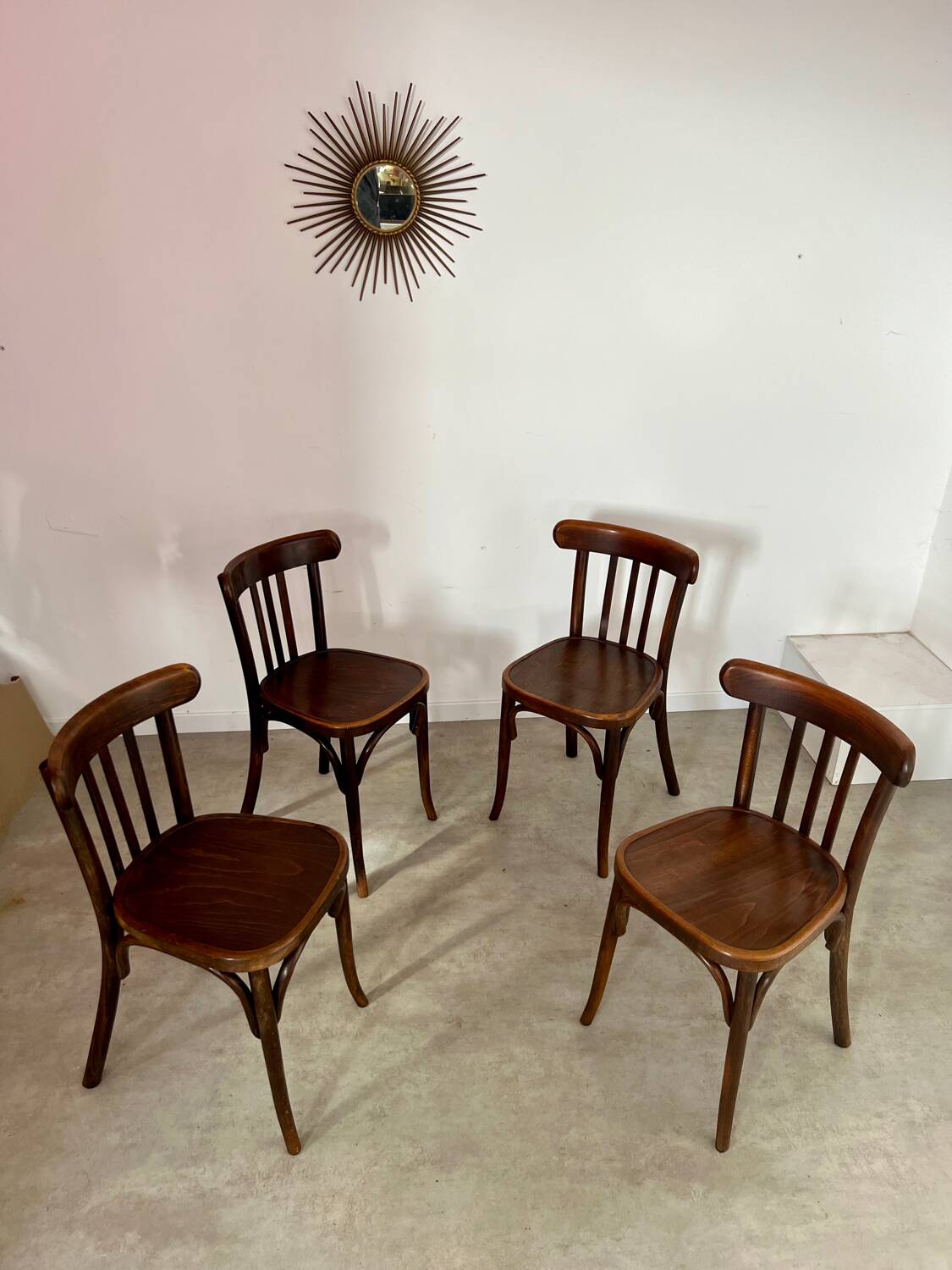 Set of 4 old vintage 50s bentwood bistro chairs
