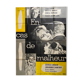 Cinema poster "In case of misfortune" Jean Gabin, Brigitte Bardot 120x160cm 1958