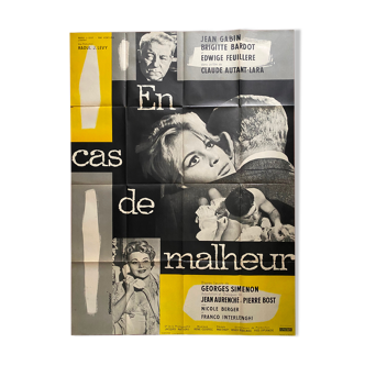 Affiche cinéma "En cas de Malheur" Jean Gabin, Brigitte Bardot 120x160cm 1958