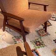 Vintage Scandinavian armchair "Theodor" in terracotta boucle.
