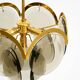 60s large brass ceiling chandelier with large round glass plates