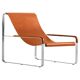 Fauteuil contemporain fait à la main en métal argenté ancien et cuir naturel tabac
