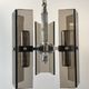 Chrome metal pendant lamp and smoked glass futuristic style 70s