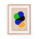 Collage on paper - abstract painting signed Eawy