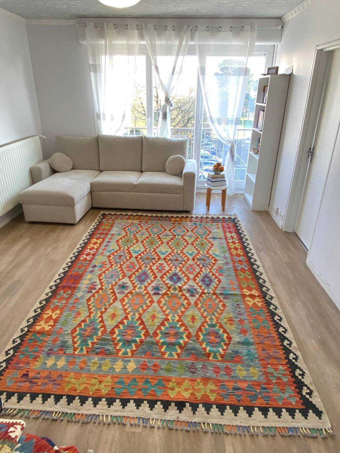 Grand Kilim Afghan en Laine – 292×206 cm